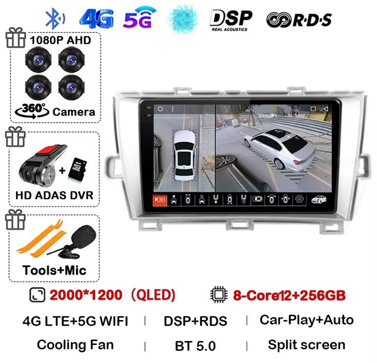 Android 14 Carplay Auto для Toyota Prius 3 XW30 2009 2010 2011 2012 2013-2015 LHD RHD Автомобильный радиоприемник Мультимедийный проигрыватель GPS Стерео DSP