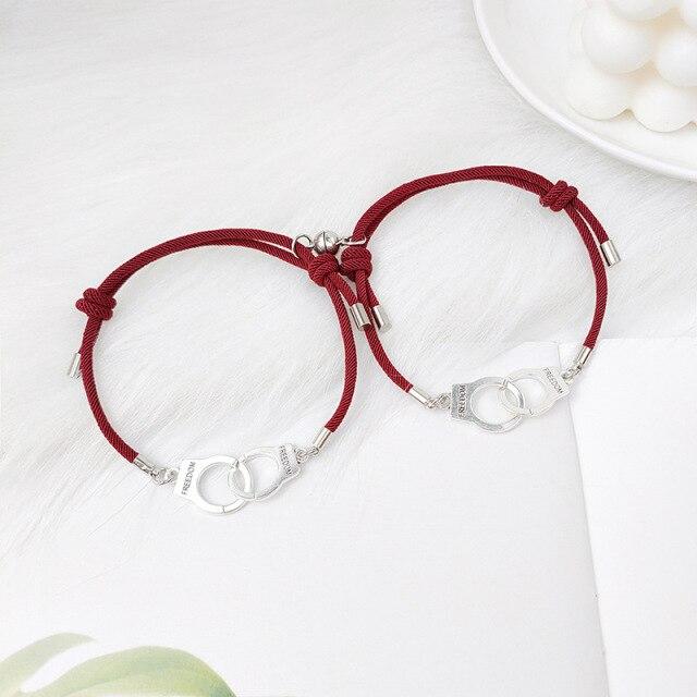 2шт Магнитный Парный Браслет Наручники Braclet Регулируемый Соответствующий Браслет Влюбленных Подарок На День Святого Валентина Пара Brazalete