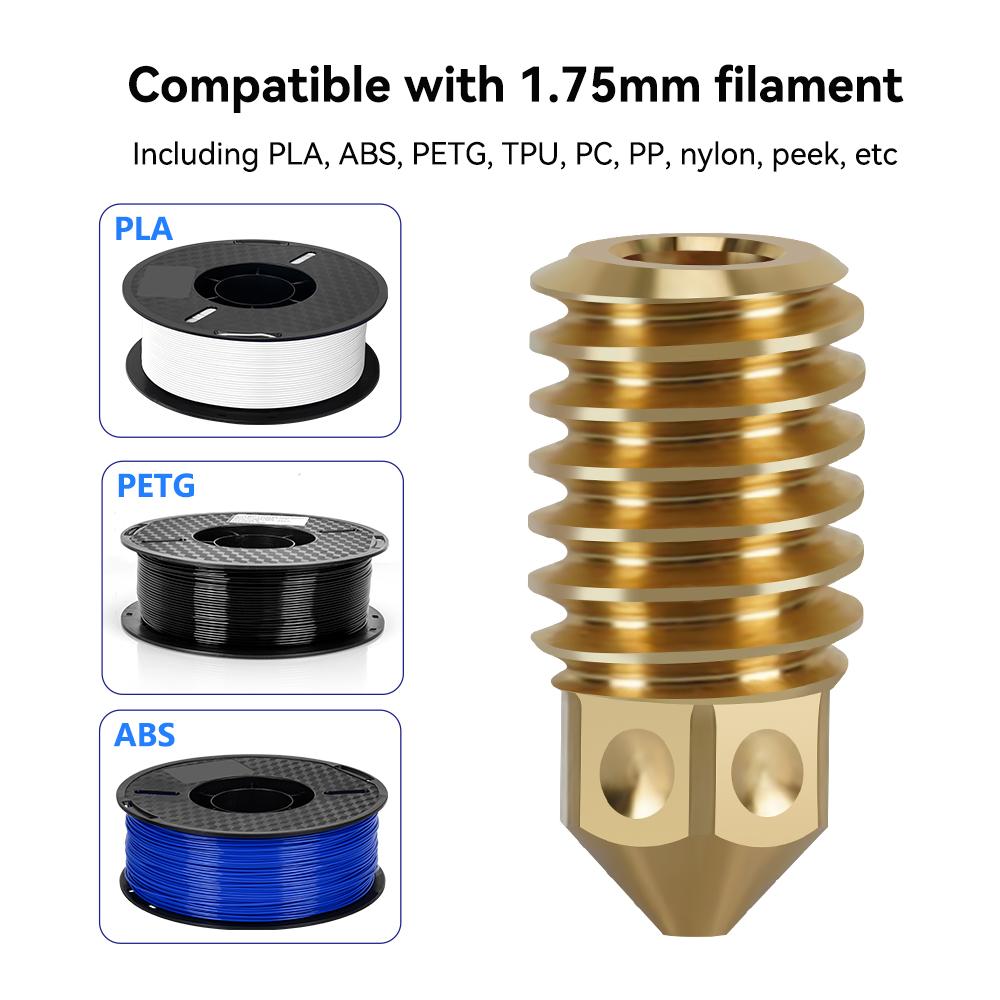 Nozzle For Bambu Lab A1/A1 Mini 0.2 0.4 0.6 0.8mm Hard Steel Brass Replaceable Nozzle For Bambulab A1 Upgrade Hotend