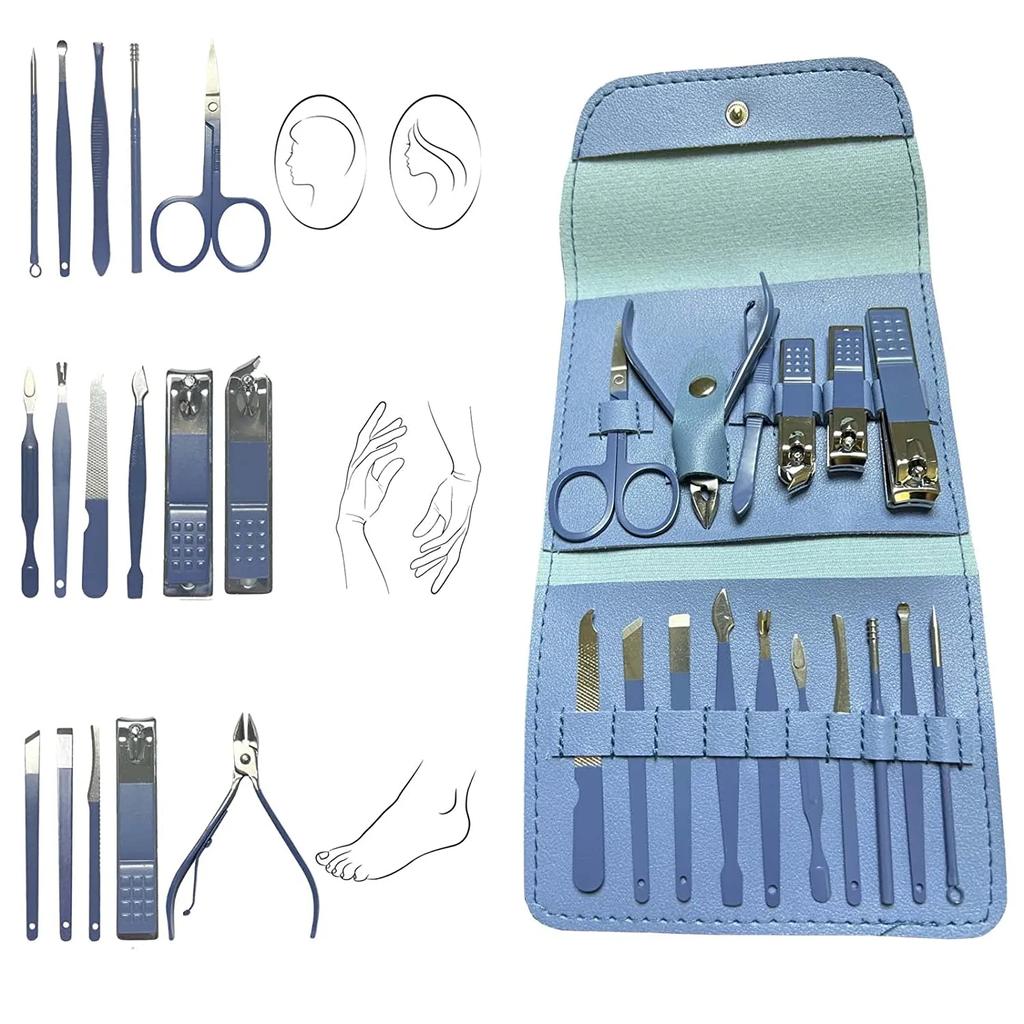 Stainless Steel Manicure Tool Set, Nail Clippers, Nail Clippers, Scissor Kit, Ear Spoon, Household,16 Pieces