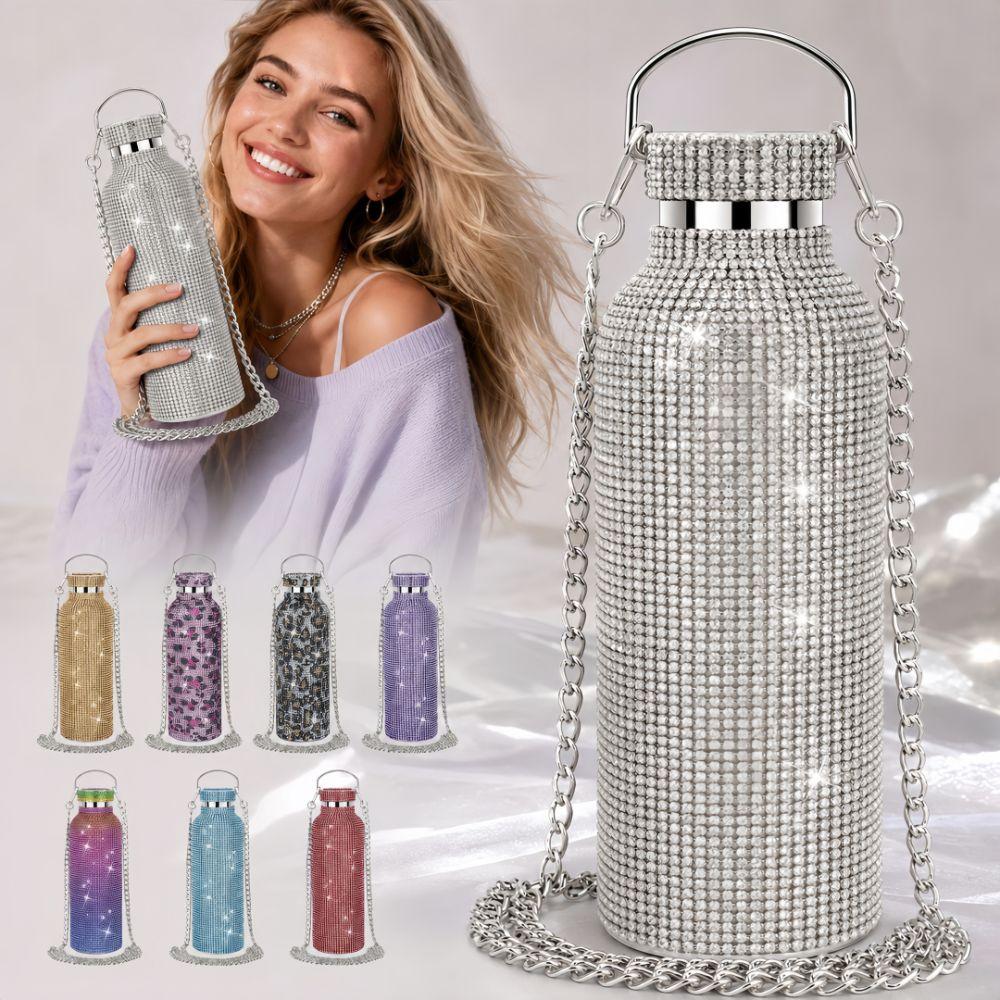 500ML Sparkling Rhinestone Thermal Cup Stainless Steel Water Bottle  Travel, Sports, Outdoor