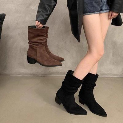Женские зимние сапоги средней высоты из кожи, дизайнерские туфли на каблуках, женские модные ботинки челси 2024 года, зимние прогулочные новые удобные женские ботинки