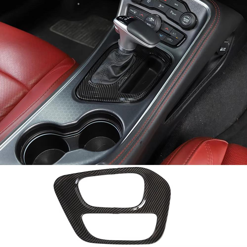 Carbon Fiber Black Accessory For Dodge Challenger 2015-2022 Center Console Gear Shift Panel Interior Decorative Cover Trim G10