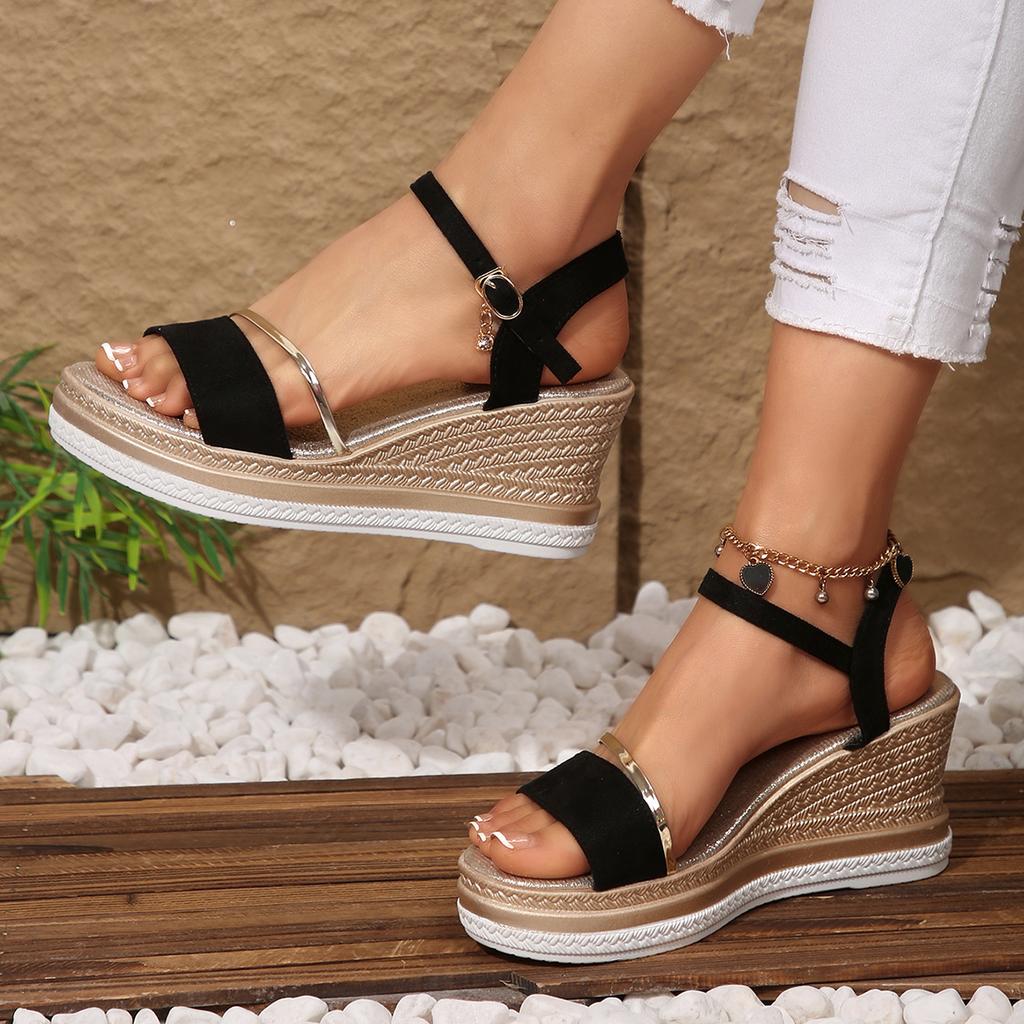 Женские сандалии Новые повседневные туфли на платформе и высоком каблуке для женщин на танкетке Роскошные модные сандалии Летние удобные сексуальные сандалии для женщин