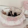 Lace Trim Fabric Storage Basket Portable Desktop Storage Box  Bedroom Storage
