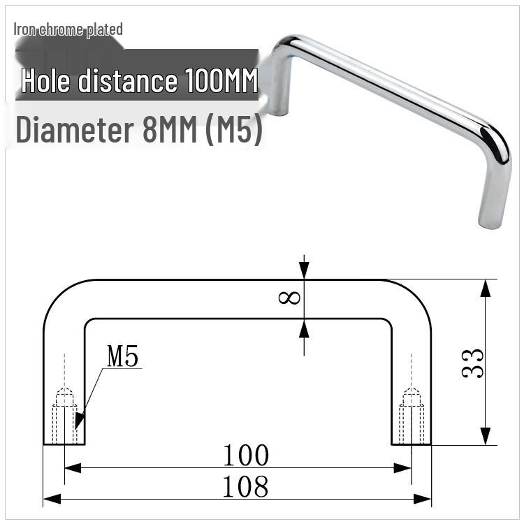 304 Stainless Steel U-Shaped Cabinet Handle, Polished Carbon Steel Round Bar Pull, available in sizes M3, M4, M5.