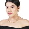 Necklace Set for Women with Gold Plated Sparkling White Crystals and Stones