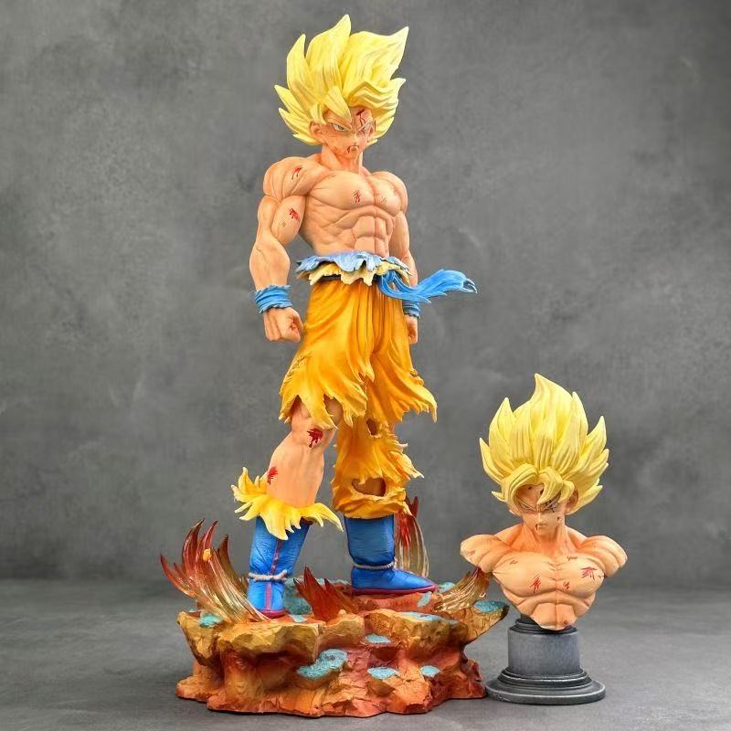 Jt Statue Drogan Boll Z Son Gocool Figure Replaceable Heads Led Base Super Saiyan Gocool Action Figures Collection Mode Toys Gifts