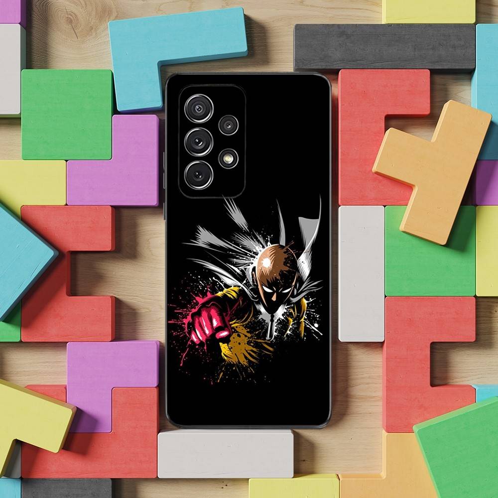 One P-Punch M-Man S-Saitama Phone Case For Samsung S25,S24,S23,S22,S21,S20,S10,Ultra,Plus,Lite,FE,Soft Silicone Black Cover