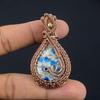 K2 Azurite Pendant, 999 Copper Wire Wrapped Gemstone Jewelry, Handmade Pendant, For Thanksgiving