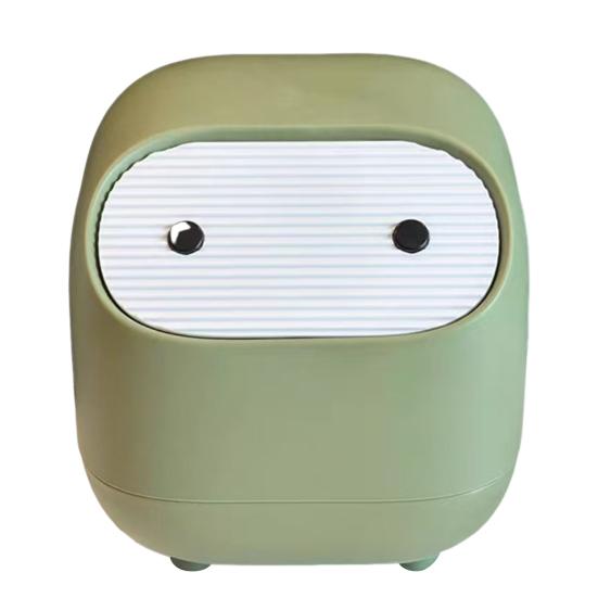 Настольная мусорная корзина со складной крышкой, открывающимся механизмом нажимного типа, компактного размера, мусорное ведро мультяшной формы