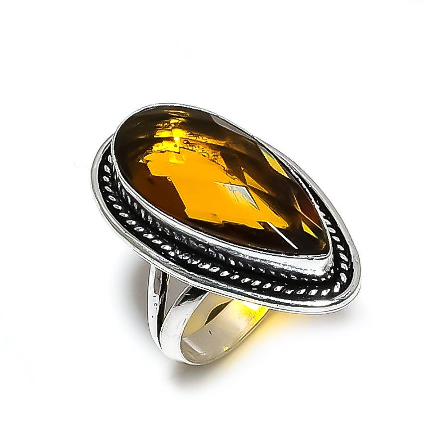 Honey Topaz Gemstone 925 Steling Silver Jewelry Ring Size 8