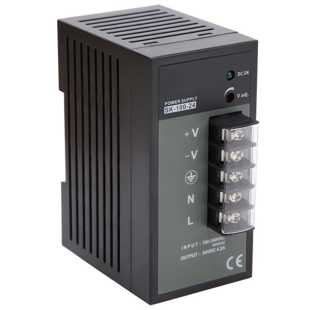 Импульсный источник питания для монтажа на DIN-рейку, промышленного класса, регулируемый переключатель SK?100?24 100?240 В переменного тока