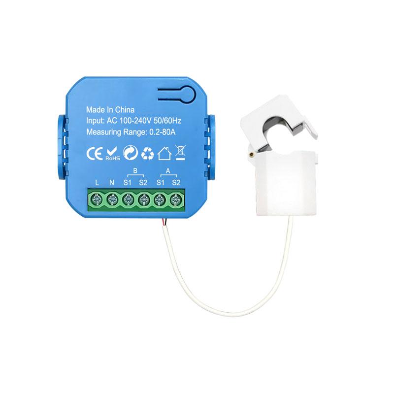 Smart ZigBee Bi-directional Energy Meter with 80A Clamp CT for Solar App Remote Monitor Export Import Power AC110V/240V