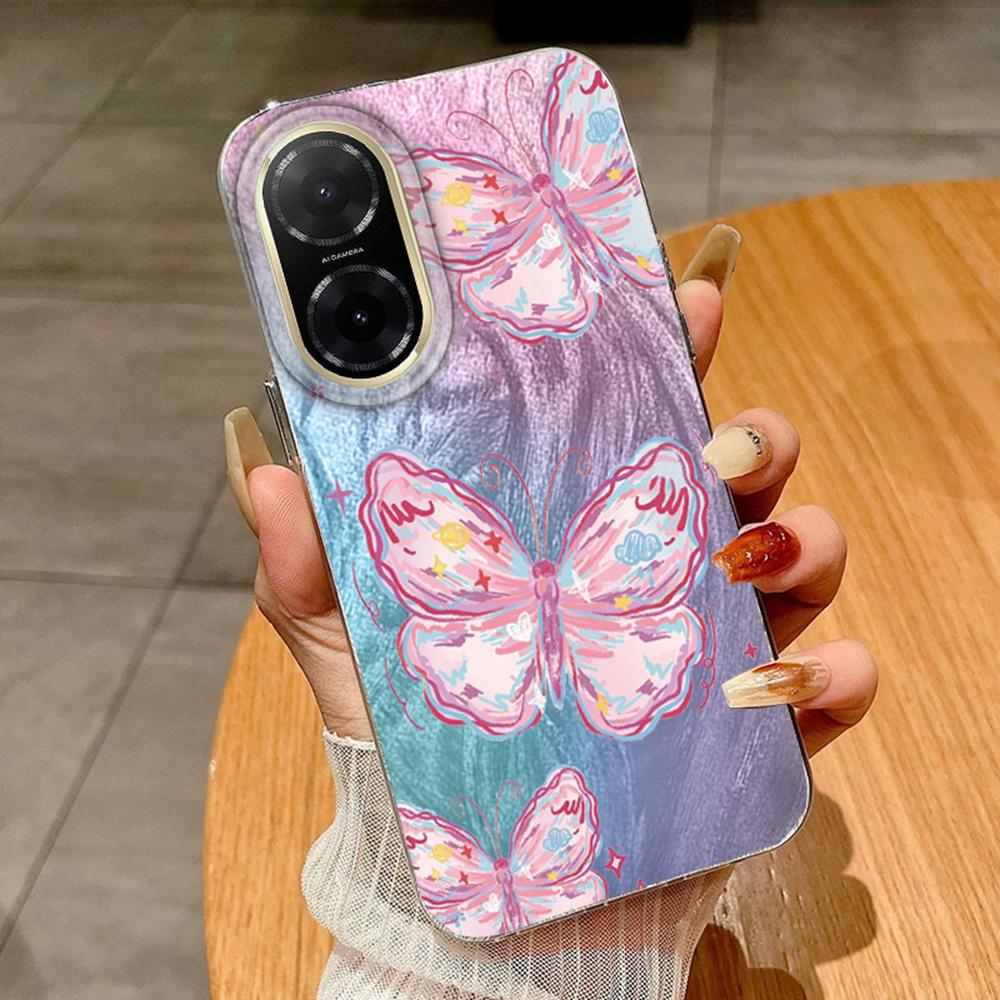 Пара Красочный Градиент Бабочки Для Xiaomi Redmi A5 A4 A3 A3X A3 Pro 13C 14C Poco X7 Pro Чехлы для Телефона Накладка Силиконовый Бампер Жесткая ПК Задняя Крышка