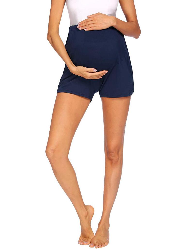 Solid Color Maternity Support Shorts - Comfortable Home and Sportswear