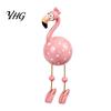 Housewarming Present Cute Dangle Leg Flamingo Figurine, Tropical Polka Dot Statue, Whimsical Party Decor Resin Home Ornament for Indoor Outdoor Patio