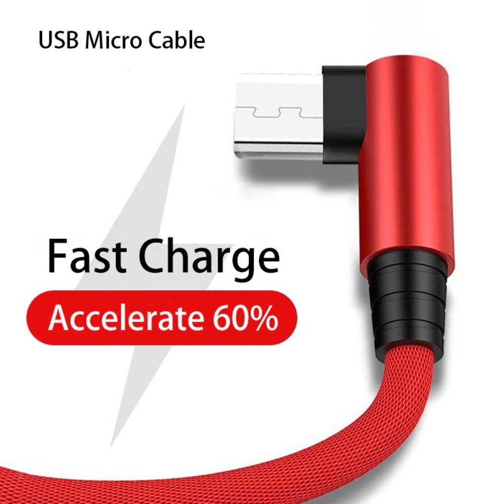 Angle Charger Cord Micro USB Cable Fast Charging Cable 90 Degree Elbow Data Cable Mobile Phone Wire