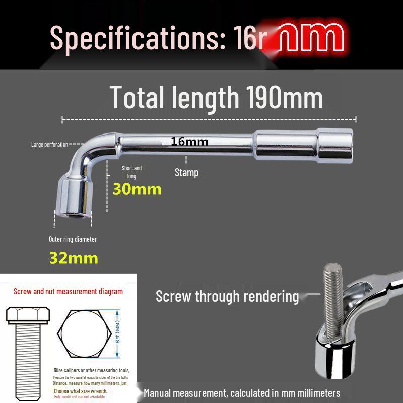 Г-образный торцевой ключ с проходным отверстием, шестигранный 6-22 мм, с крюком и коленчатой конструкцией.