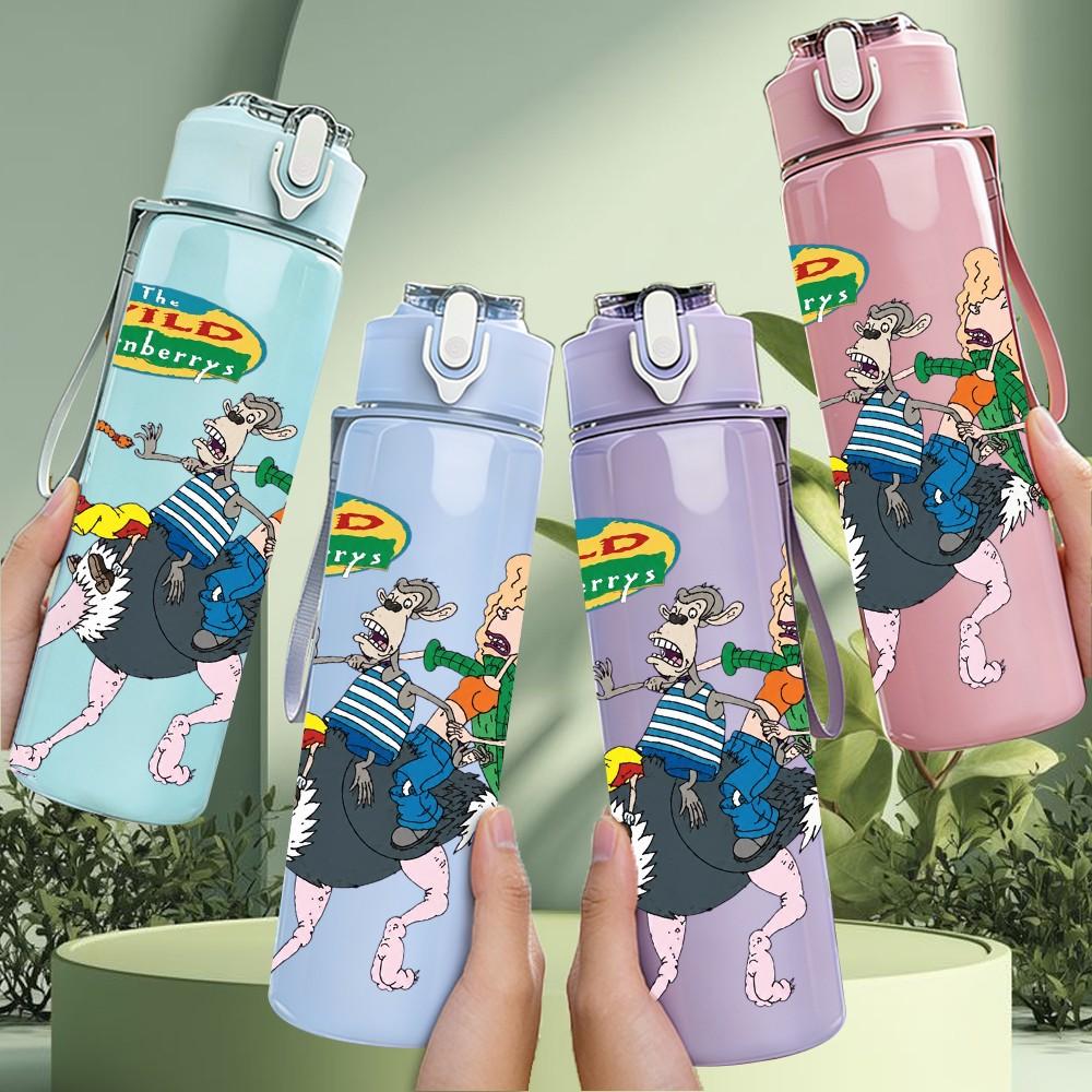 1PC Cowboy Horse Cartoon 750ml sports water bottle leakproof straw lid outdoor office home