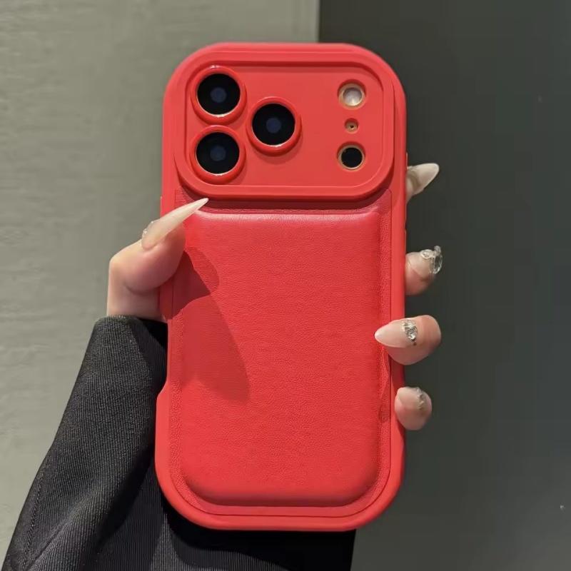 Модный Овальный Кожаный Чехол для Телефона с Воздушной Подушкой Для iPhone 17Air 17 16 15 14 13 12 11 Pro Max Plus Airbag Ударопрочный Силиконовый Чехол