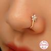 S925 Sterling Silver Geometric Water Drop Lightning Diamond Nose Ring Creative Nose Cuff Piercing Jewelry
