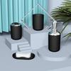 4pcs Bathroom Set, Plastic Gift Set, Toothbrush Holder, Toothbrush Cup, Soap Dispenser, Soap Dish (Gray, Black)