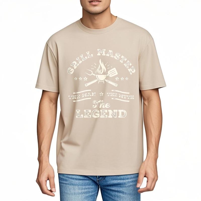 Graphic Summer For Men T Shirt Grill Master The Man The Myth The Legend Short Sleeve Travel Round Neck Tshirt Male Teeshirt