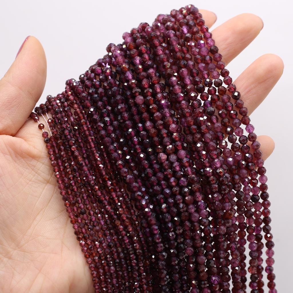 Natural Stone Beads Garnet Round Faceted Beads Charms For Jewelry Making DIY Necklace Bracelet Earrings Accessory