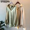 Long-sleeved Satin Shirt Women's Design Niche Drape Vintage Hong Kong Style Blouse Tops