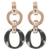 [R5009] - Pinkish Black 'Choreography' Silver Earrings (ceramic) - 27x12mm