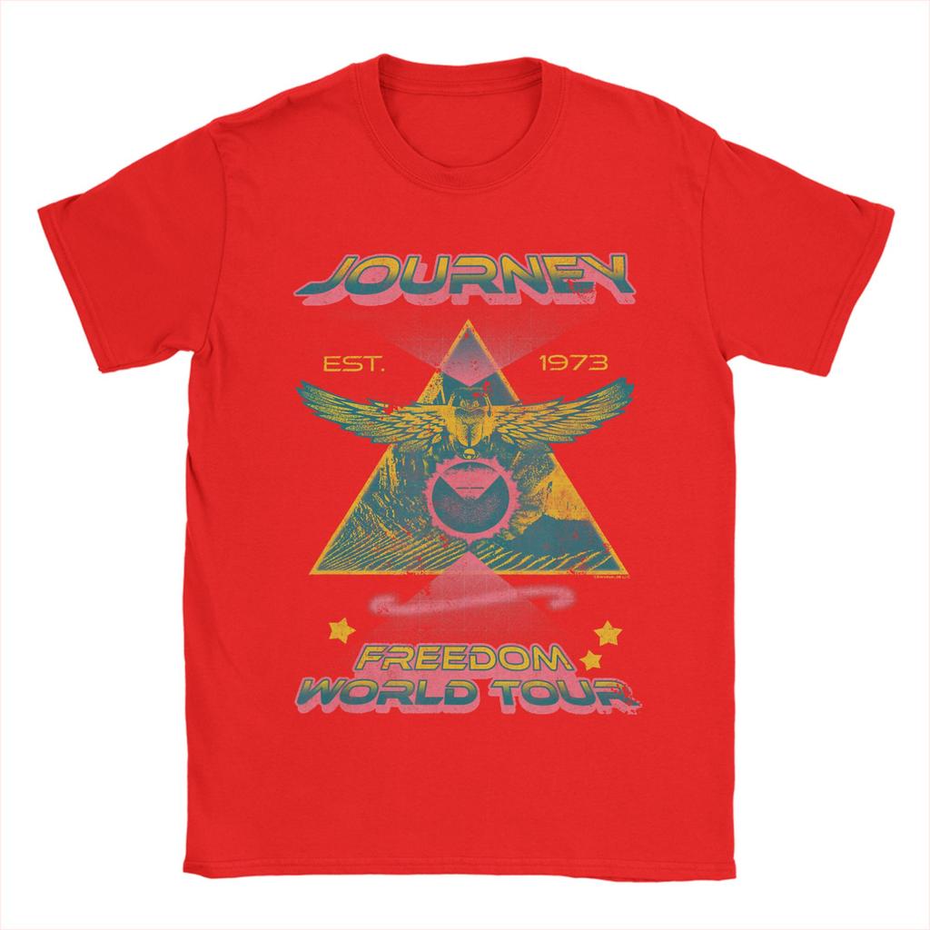 Unisexs Journey Triangle World Tour Colorful Band T Shirts Clothes Vintage Short Sleeve Crewneck Tee Shirt New Arrival TShirt