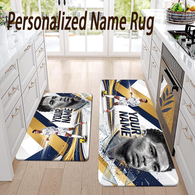 Custom Name Jude Bellingham Flannel Area Rug Kitchen Floor Mat Personalized Home Decoration