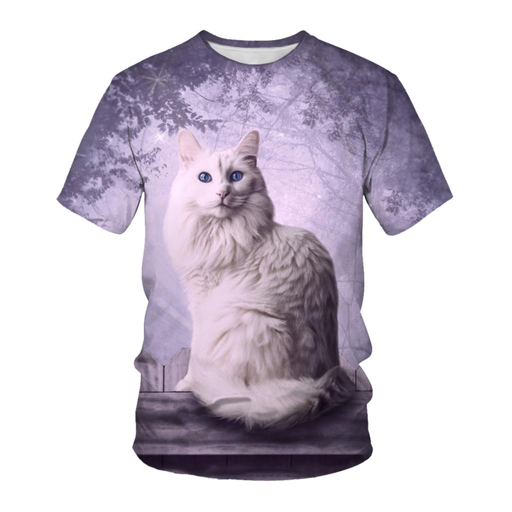 Летняя мужская футболка с 3D животным принтом, футболки с узором «ленивый кот», свободные топы с круглым вырезом и короткими рукавами для мужчин