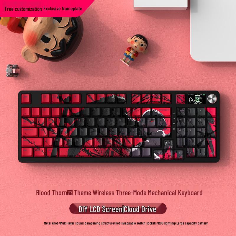 Wireless Bluetooth Mechanical Keyboard - 98-Key, Blue Switch, Silent for Gaming/Esports, High-Design for Girls/Office Use.