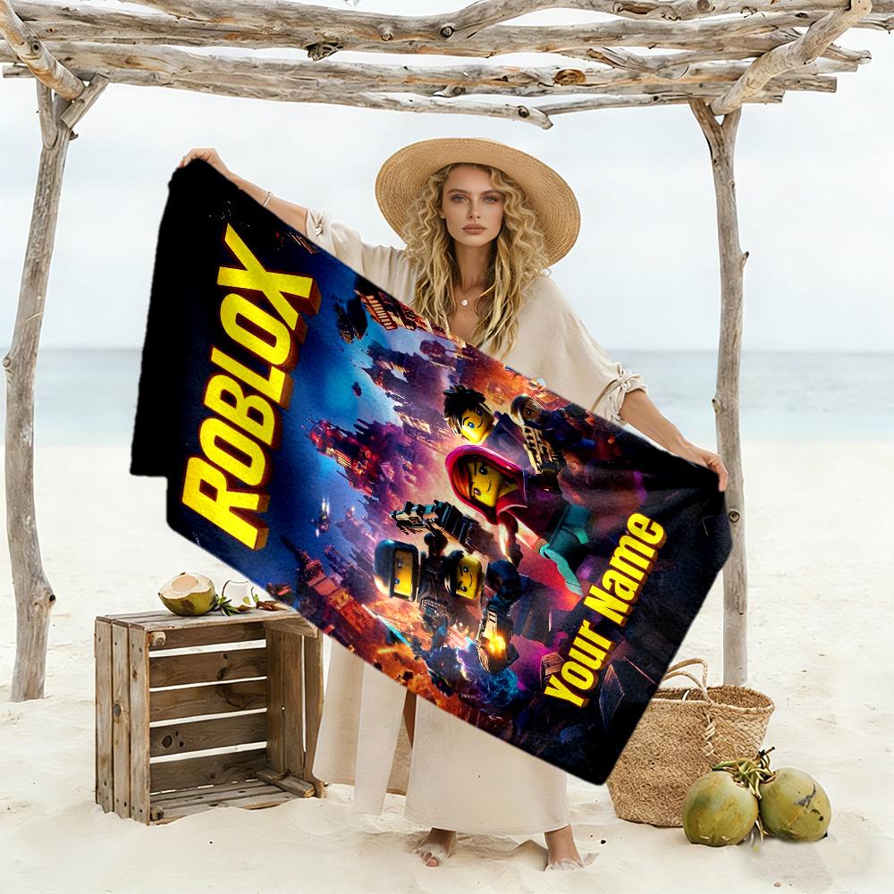 Roblox Customize Text Beach Towel Super Soft Absorbent Suitable for Sports Travel Swimming Yoga Bathroom Beach And Pool