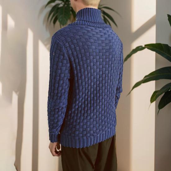 Мужской зимний свитер с защитой шеи, высоким воротником и длинными рукавами, трикотажный, толстый, эластичный