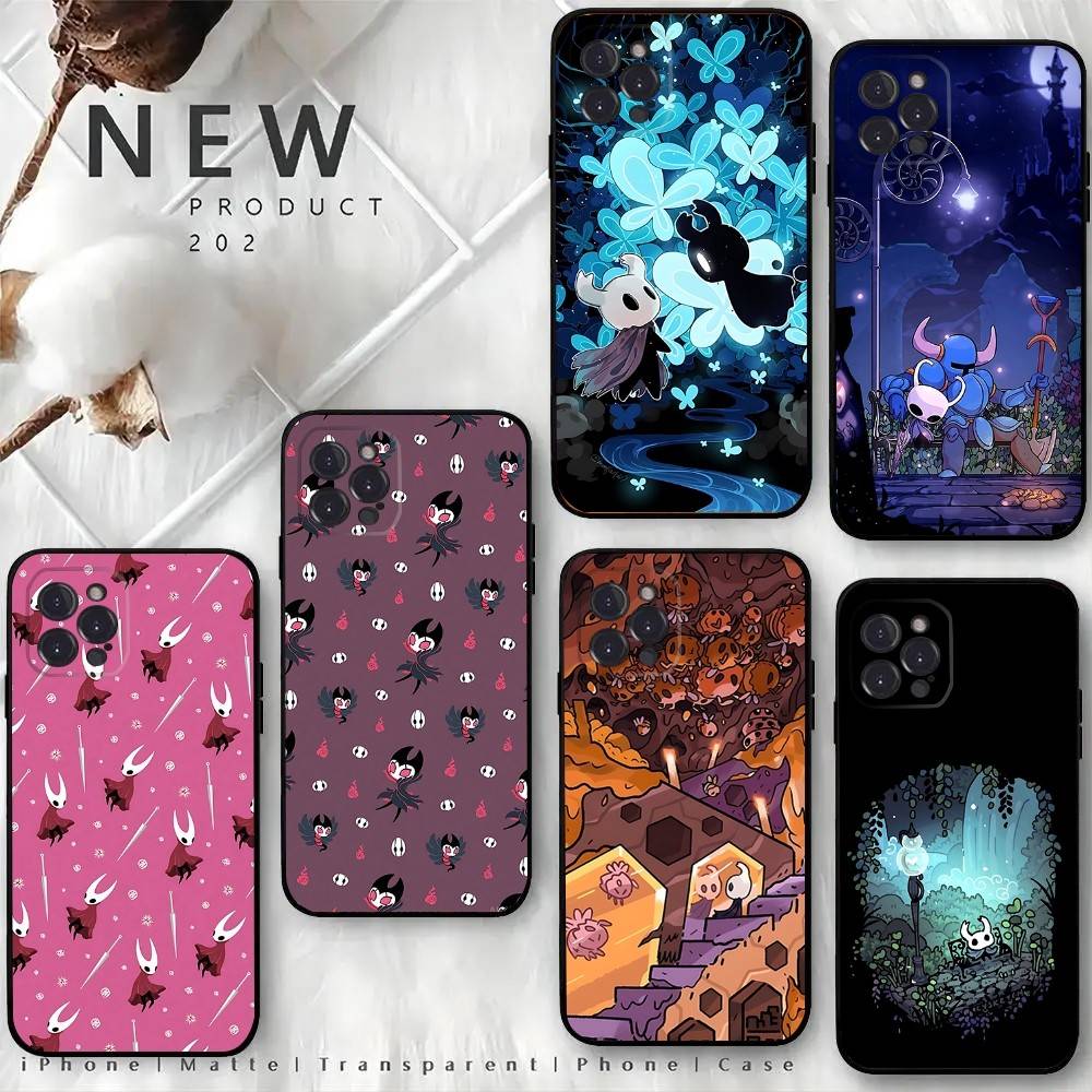 H-Hollow Knight Silksong Phone Case For iPhone 17,16,15,14,13,12,Pro,Max,Plus,E,SE4,Air,Mini Black Soft Box