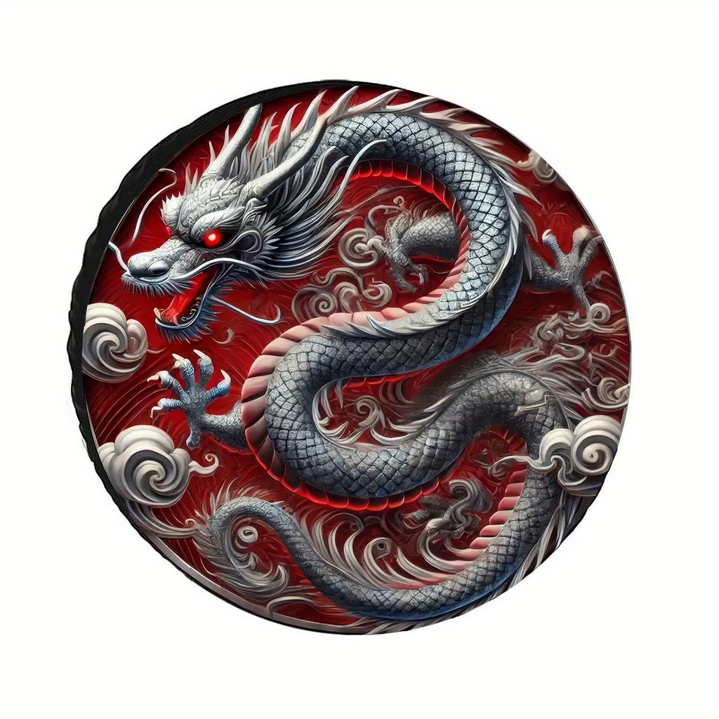 Cool Black Dragon Pattern | Universally Applicable Tire And Spare Covers, Easy To Adjust And Install, Economical And Practical,