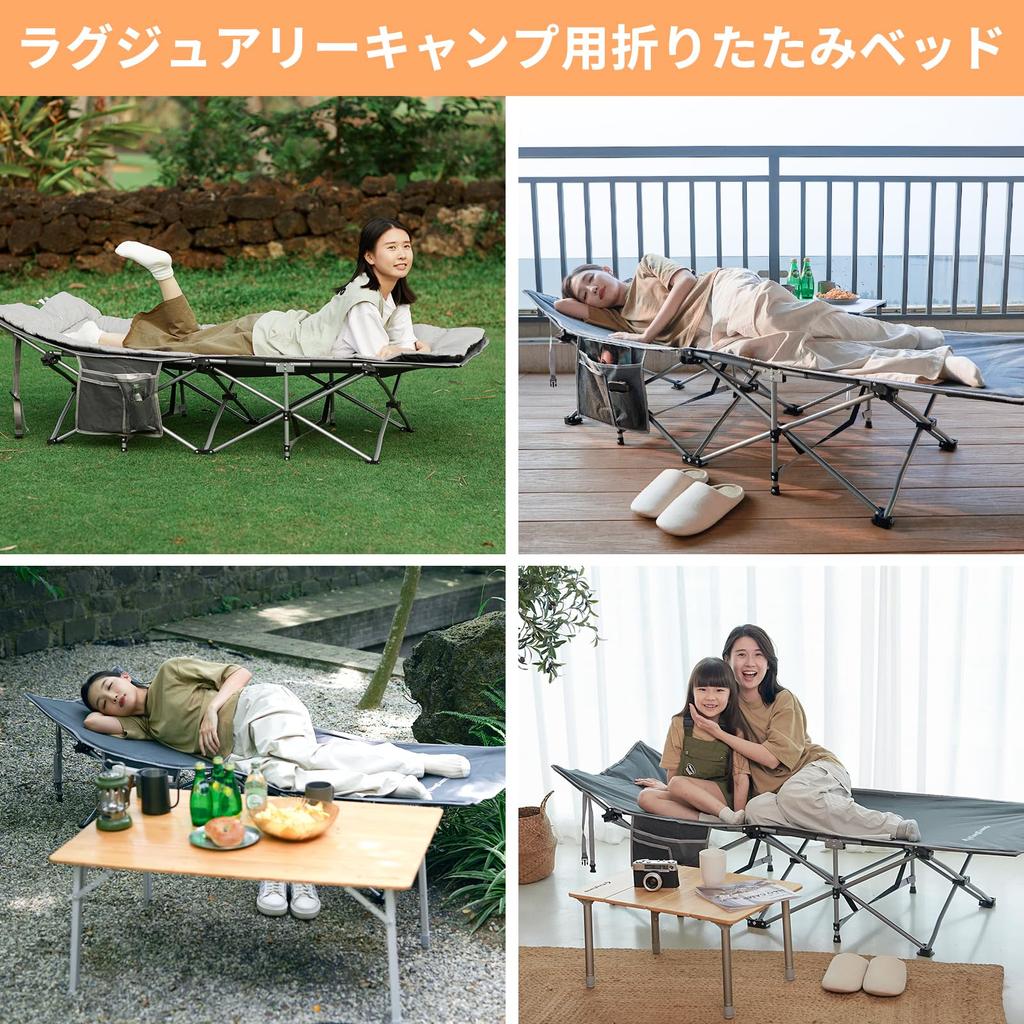 KingCamp Outdoor Bed, Folding Bed, No Assembly Required, Simple Camping Cot, Outdoor Nap, Summer Bed, Steel, Durable, Stable, Waterproof, Load