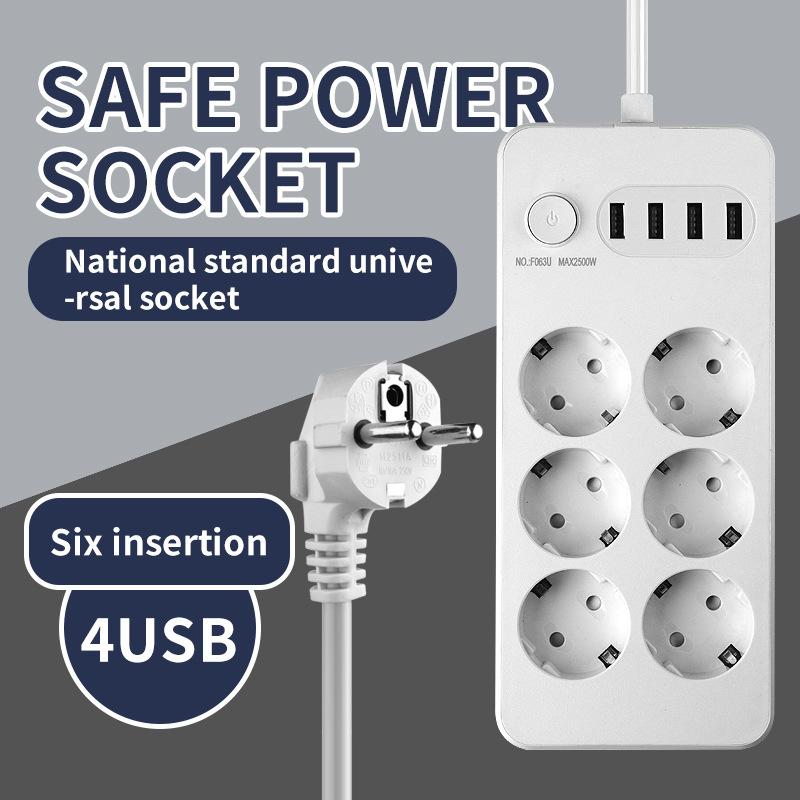 European Standard Socket Plug for Household USB Socket Switch European Standard Socket Plug Russian High-power Multifunctional Plug Board