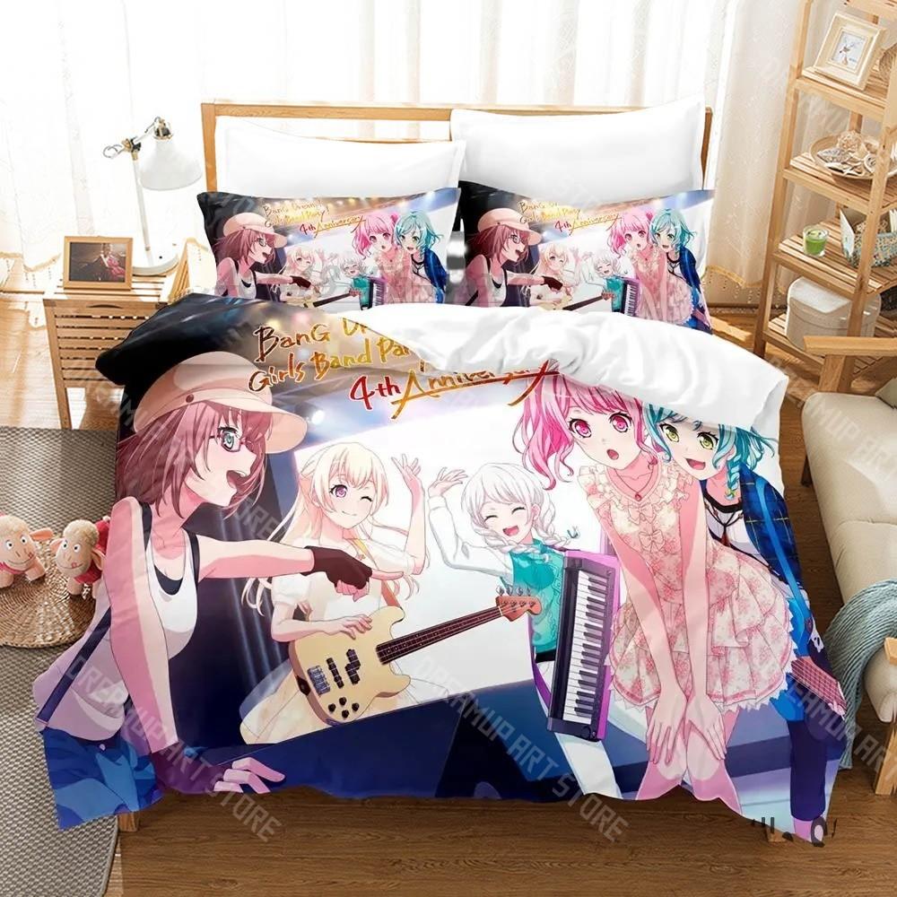 3D Печатный Комплект Постельного Белья BanG Dream Аниме Девочки Группа Вечеринка для Мальчиков Девочек Пододеяльник Односпальный Двуспальный Queen King Полный Односпальный Двойной Размеры