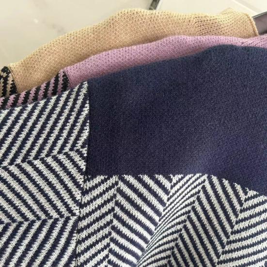 Women Sweater Half High Collar Long Sleeve Color-Blocked Loose Fit Knitting Top Autumn Winter Thick Warm Pullover Tops