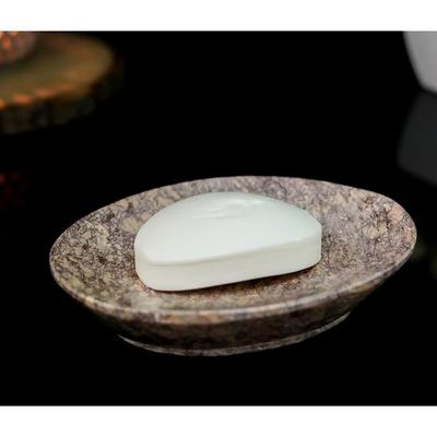 Мыльница Crocon Natural Galenite для ванной и кухни – Премиальная овальная мыльница из гранитного камня с самодренажным водопадом (Размер: 5x4 дюйма)
