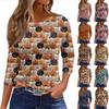 Women's Fashion Casual Three-quarter Sleeve Halloween Printed Round Neck Top