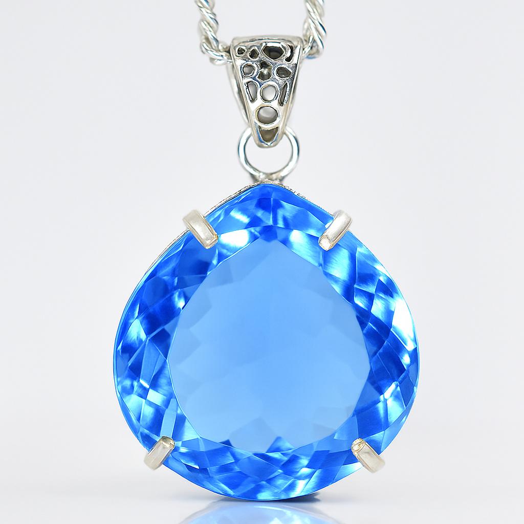 Lab Grown 110.4 Ct CERTIFIED Blue Topaz Pear Pendant A Grade Jewelry Gems AI-93-NS