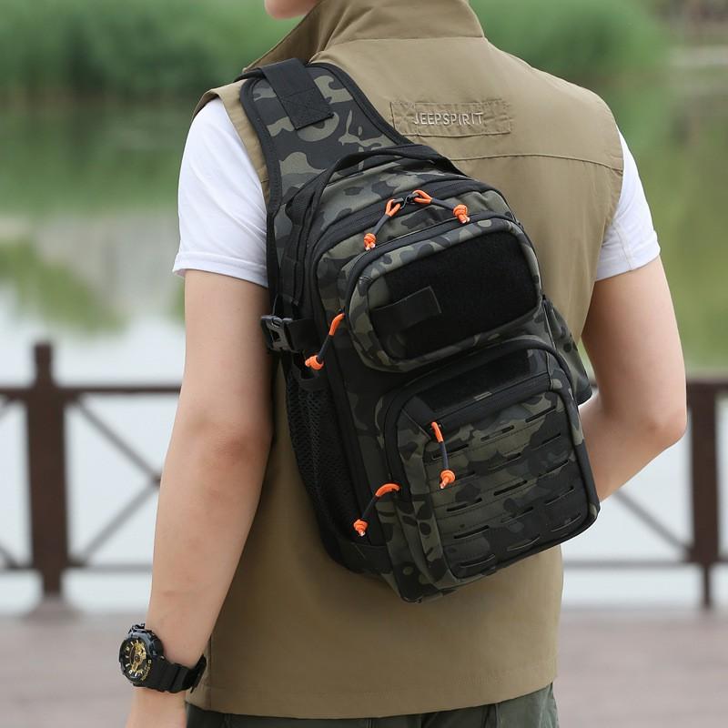 Multi-Functional Fishing Chest Pack Waterproof Tactical Sling Bag Outdoor Angling Hiking Camping Lightweight