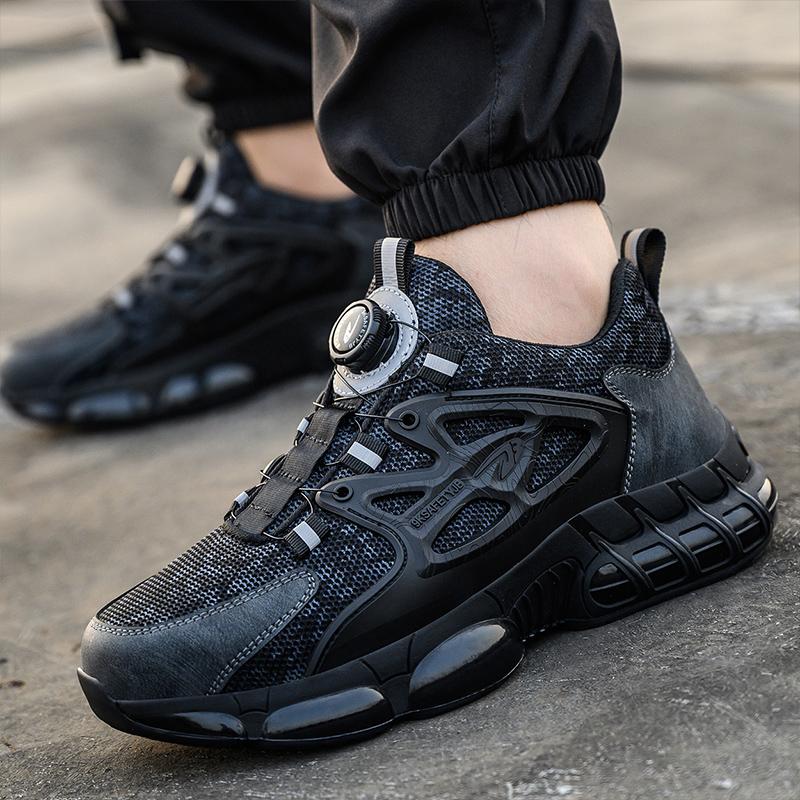 Вращающаяся кнопка Защитная обувь Стальной подносок Спортивная обувь Рабочая обувь Мужские Рабочие защитные ботинки с защитой от прокола Защитная обувь