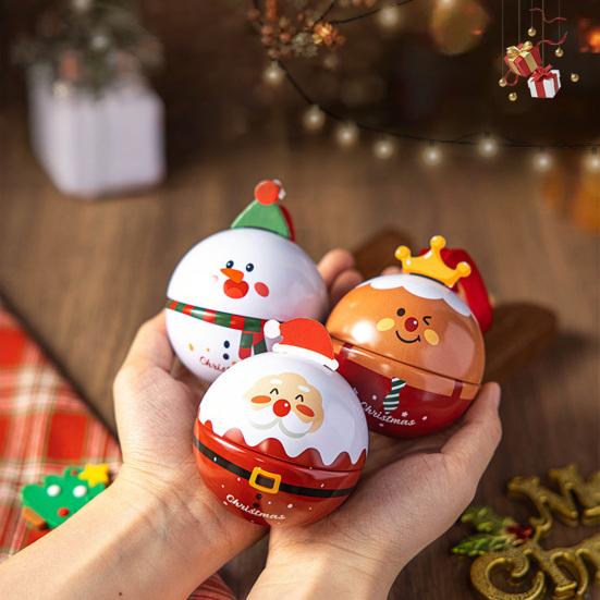 Christmas Tree Decoration Set Round Tin Ball Ornament, Cute Santa Reindeer Penguin Metal Hanging Decoration, Durable Iron Balls Fillable Small