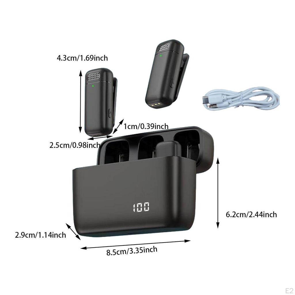 2Pcs Wireless Lavalier Microphone Double Noise Reduction for Vlog Interview